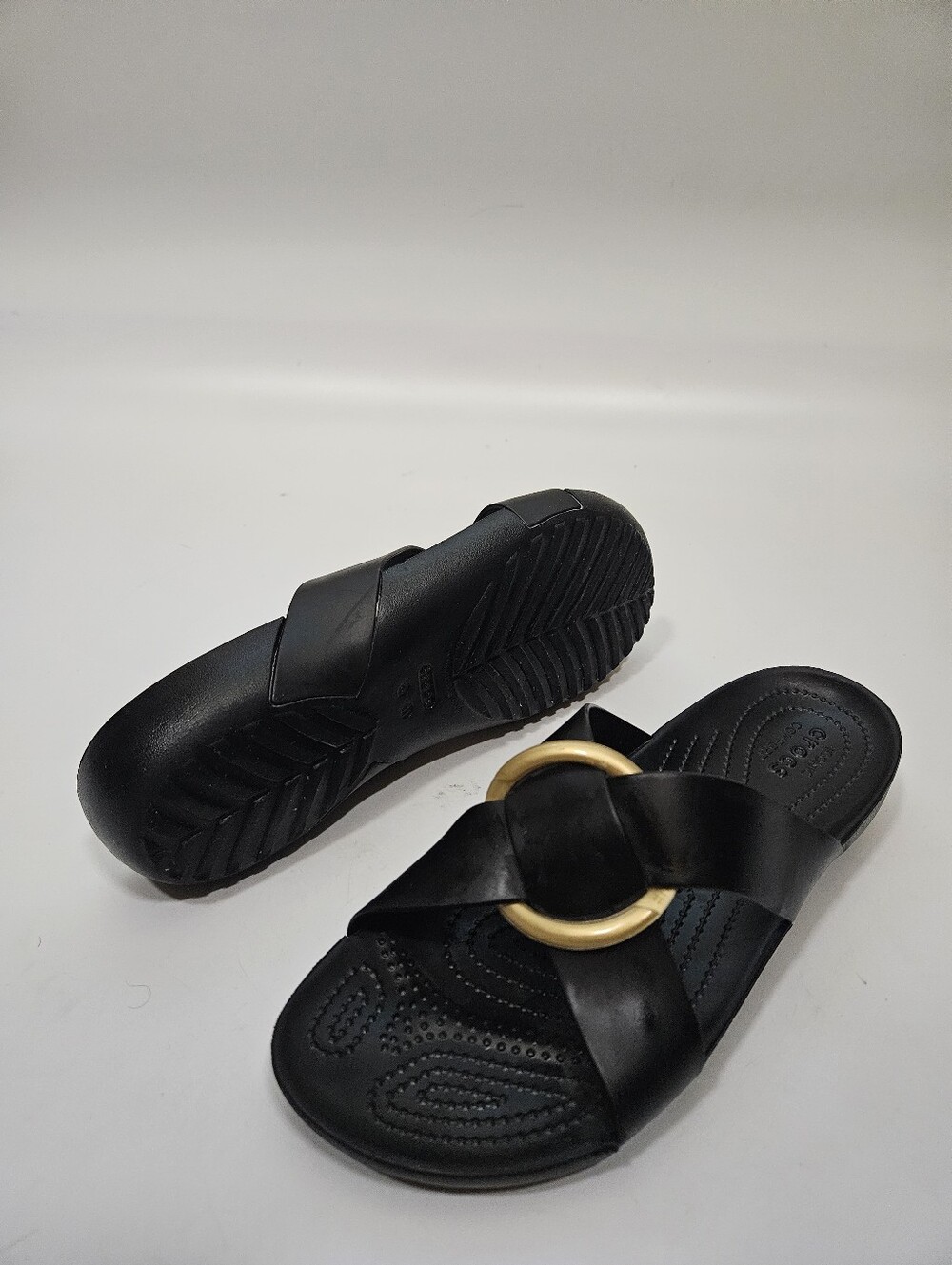 CROCS Serena Cross-Band Slide Womens Black Sz 11